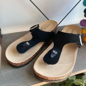 Black suedette sandals